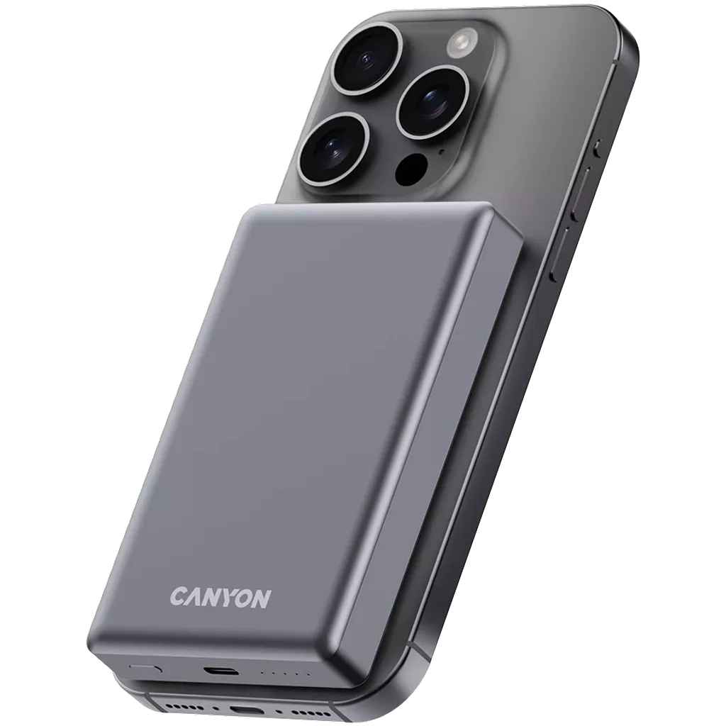 Батарея універсальна Canyon 10000mAh OnPower 510 slim Magsafe PD/20W Dark Grey (CNS-CPB510DG) - зображення 6