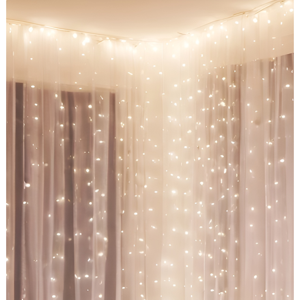 Гірлянда Chomik Штора" 150 LED теплий білий, 3x1,5 м, USB, з пультом, IP20, від мережі (5900779898479) - зображення 2