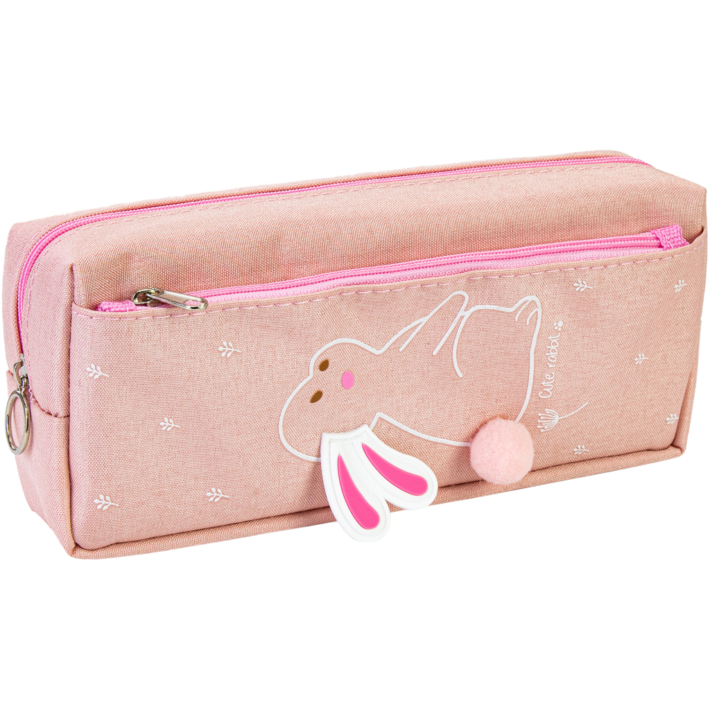 Пенал Cool For School з помпоном на 2 відділення на блискавках, рожевий (CF87102) - зображення 1