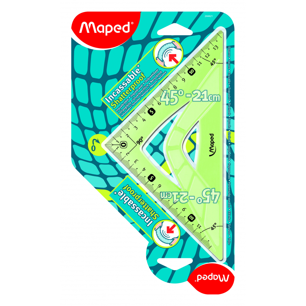 Лінійка Maped Косинець UNBREAKABLE 45гр/210мм (гіпотенуза) пластик (MP.244421) - изображение 2