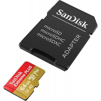 Карта пам'яті SanDisk 64GB microSDXC class 10 UHS-I U3 A2 Extreme Plus V30 (SDSQXBZ-064G-GN6MA) - зображення 4