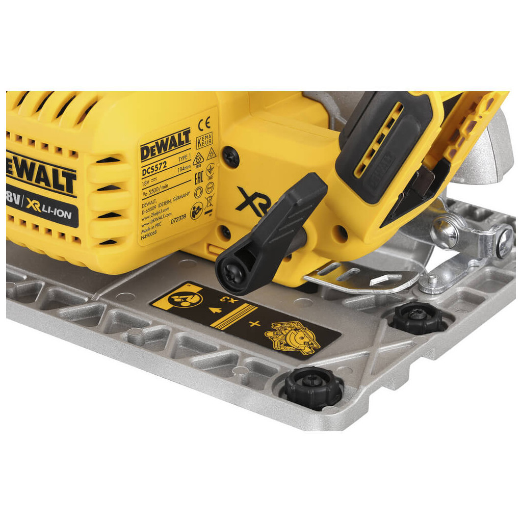 Дискова пила DeWALT 18В XR Li-Ion, диск 184х16 мм, 3.6 кг, TSTAK (без АКБ та ЗП) (DCS572NT) - изображение 7