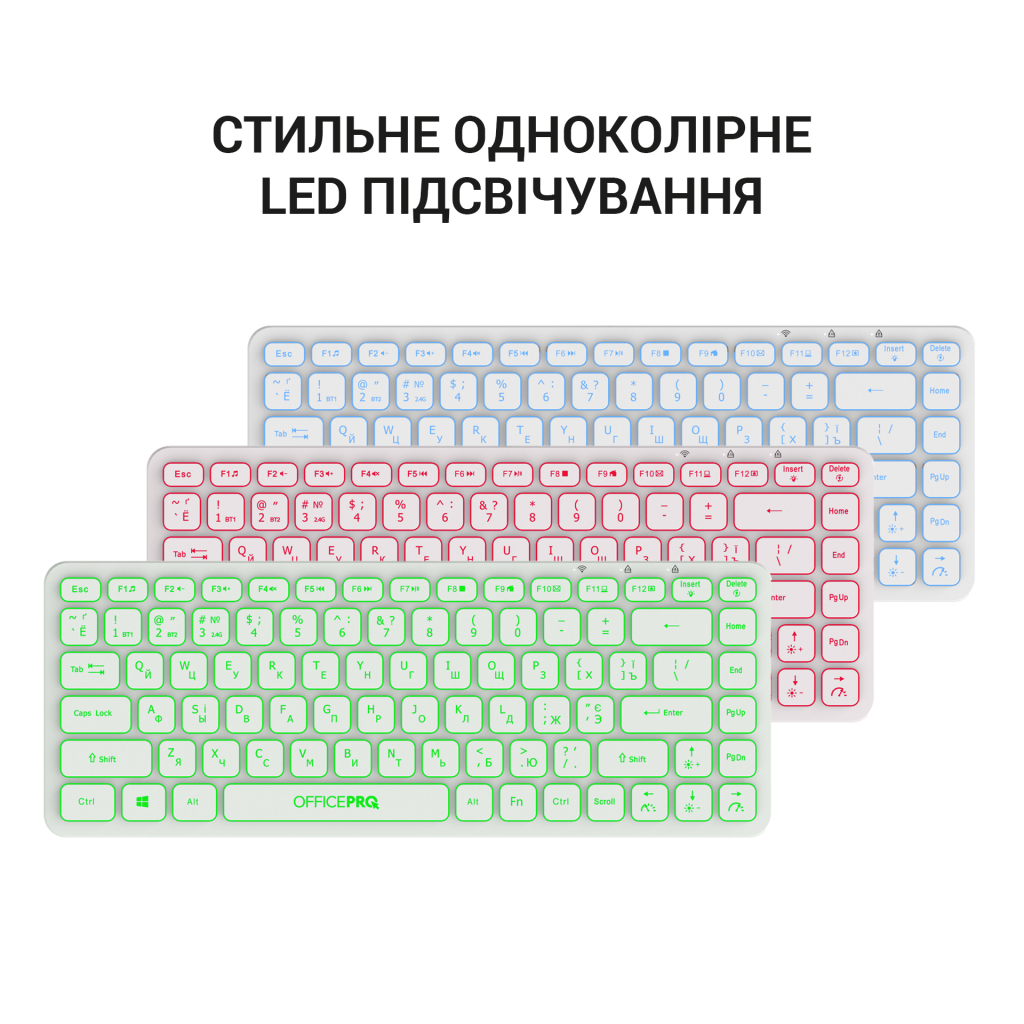 Клавіатура OfficePro SK790W Wireless/Bluetooth White (SK790W) - зображення 4