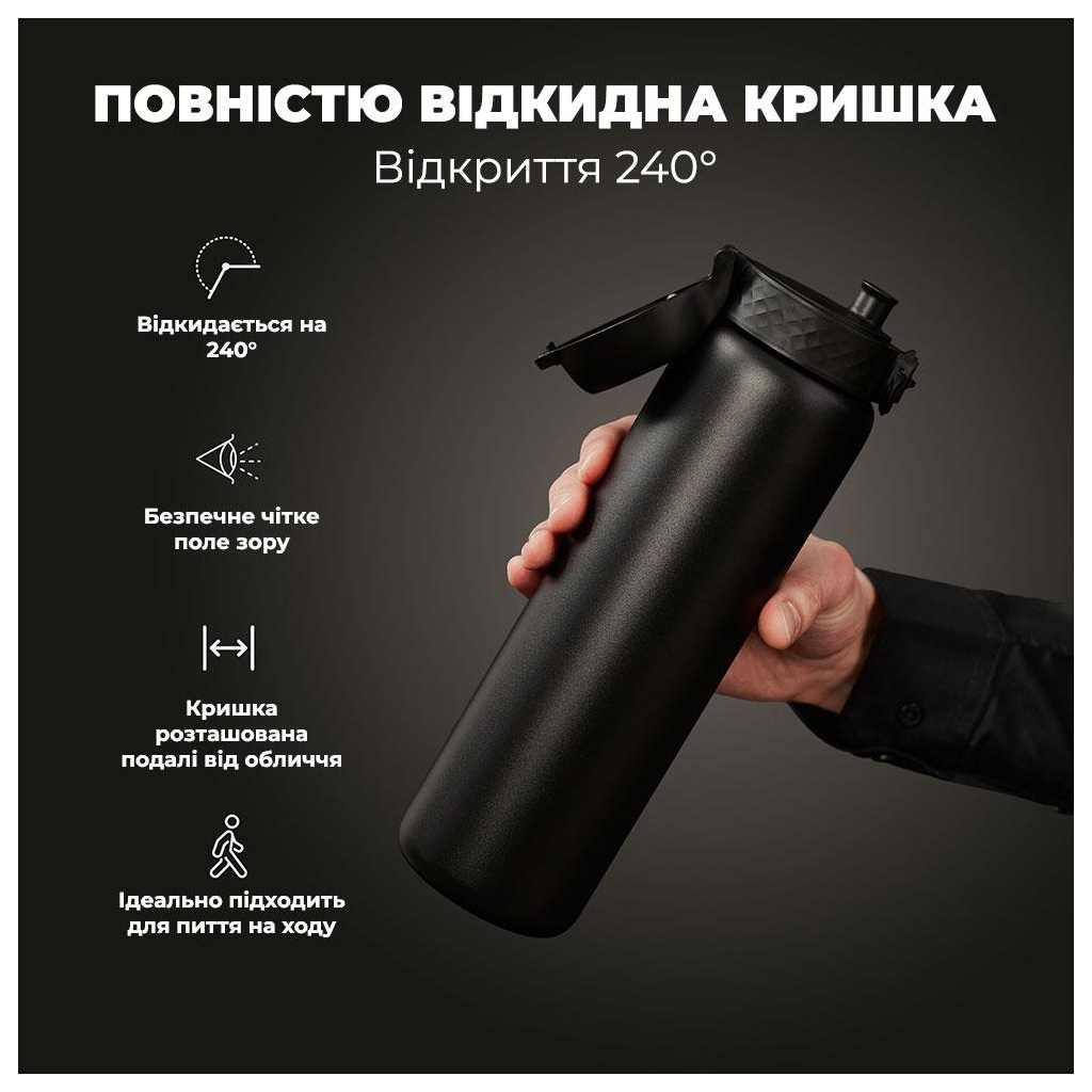 Пляшка для води ION8 OneTouch Vacuum Insulated 920 мл Black (I8TS1000BLK) - зображення 3