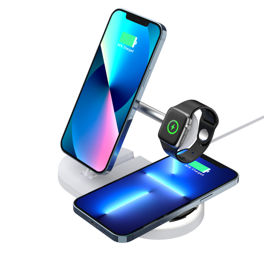 Зарядний пристрій Armorstandart Wireless Charging H101 3 in 1 Magnetic White (ARM78102) - зображення 6