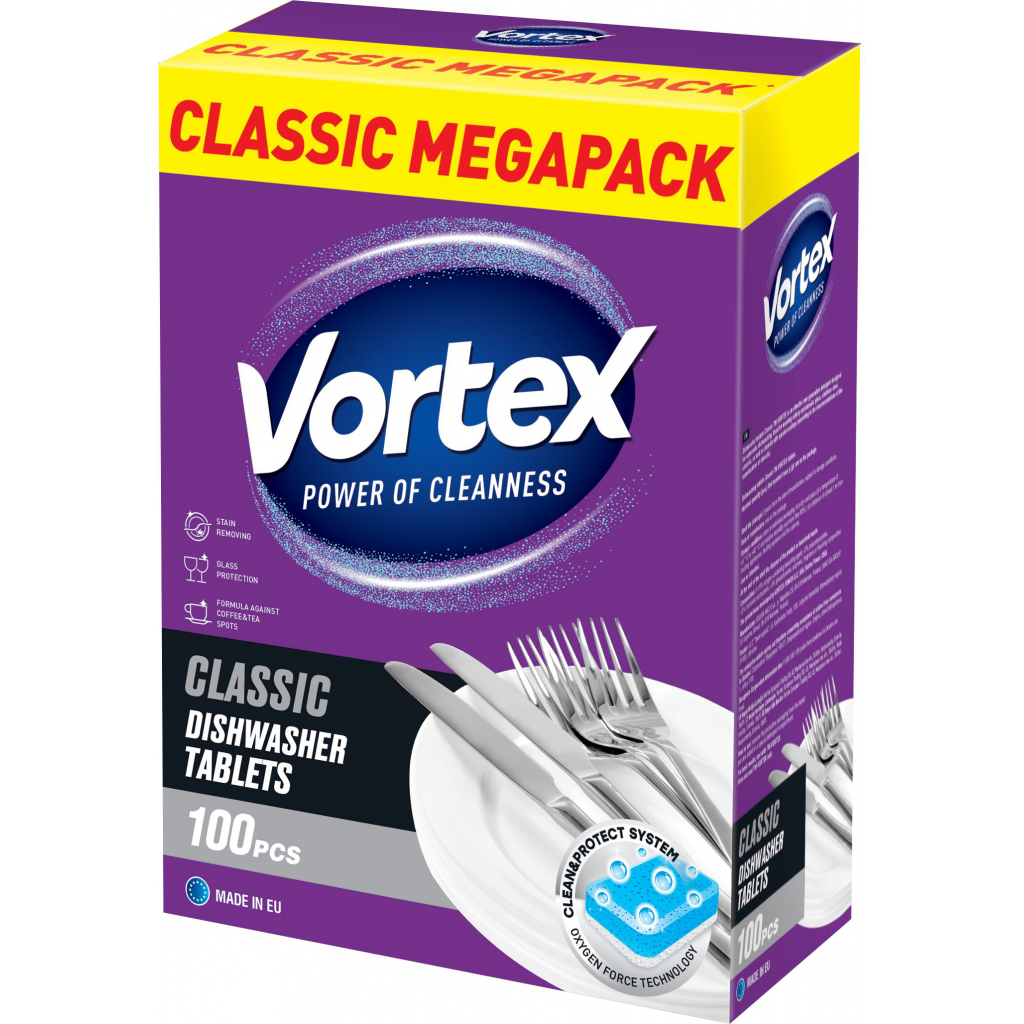 Таблетки для посудомийних машин Vortex Classic 100 шт. (4823071646597) - зображення 1