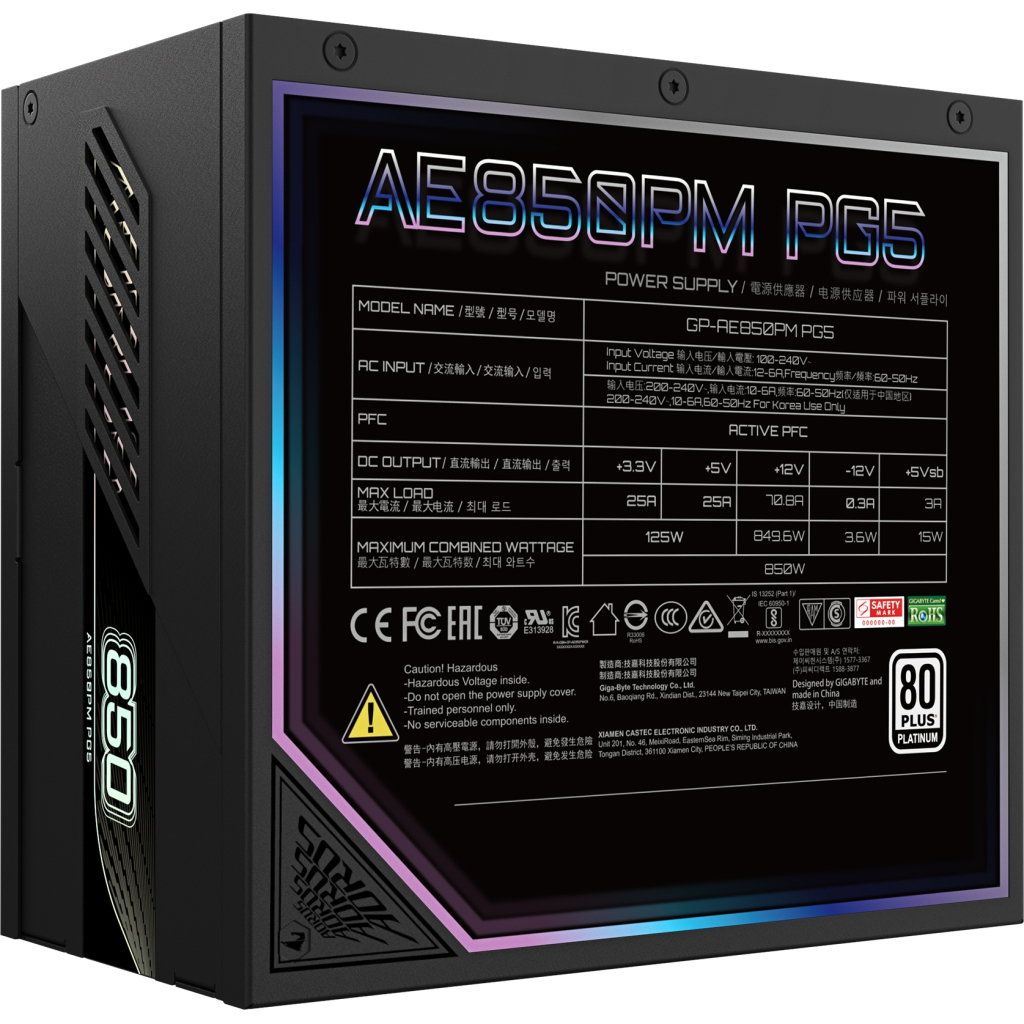 Блок живлення GIGABYTE 850W (GP-AE850PM PG5) - зображення 2