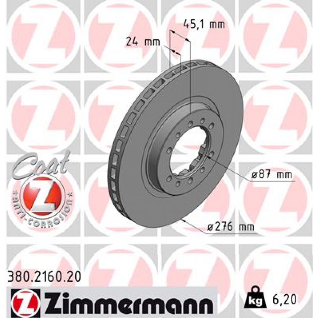 Гальмівний диск ZIMMERMANN 380.2160.20 - зображення 1
