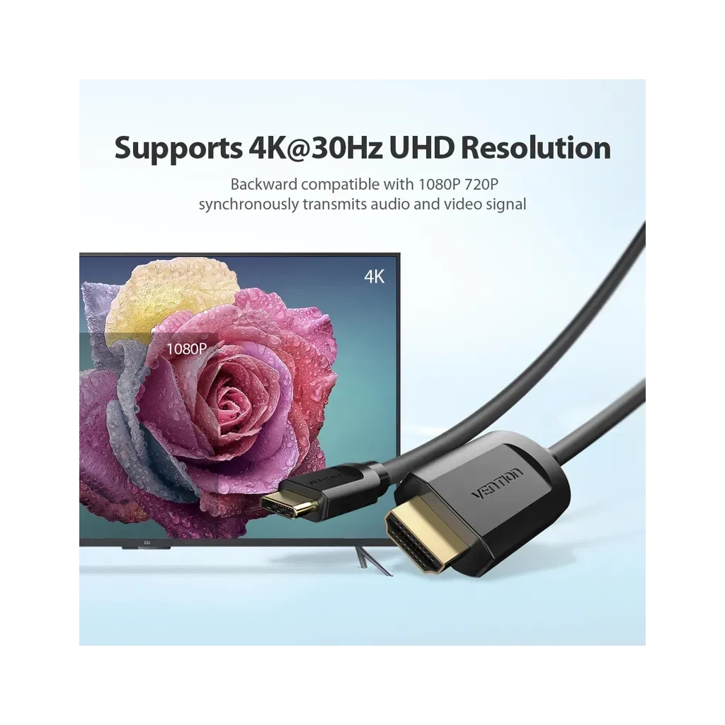 Кабель мультимедійний USB-C to HDMI M 1.5m black VENTION (CGUBG) - зображення 5