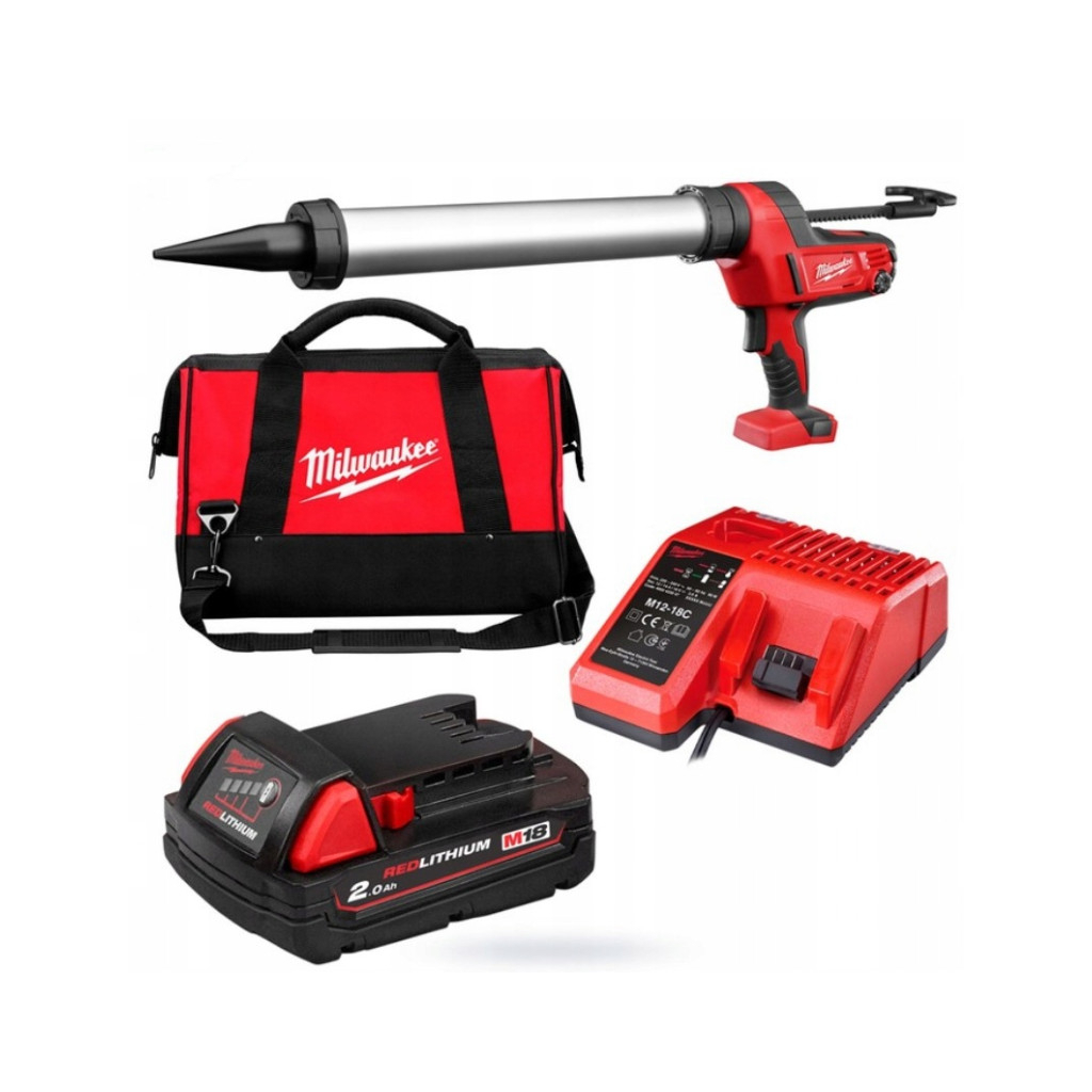 Пістолет для герметика Milwaukee C18 PCG/600A-201В, 600мл, 2Ah, сумка (4933441305) - изображение 1