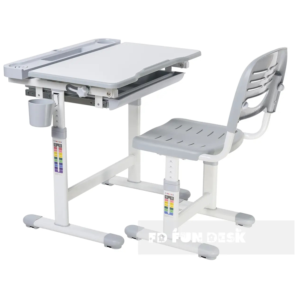 Парта зі стільцем FunDesk Cantare Grey - зображення 1
