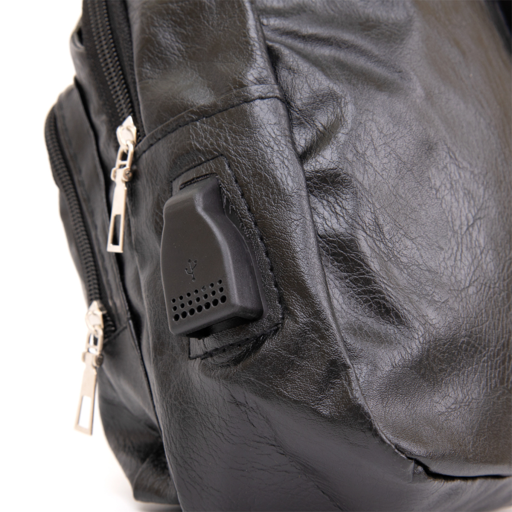 Сумка Vintage Крос боді з емблемою зі шкірозамінника Чорна (20568) - зображення 3