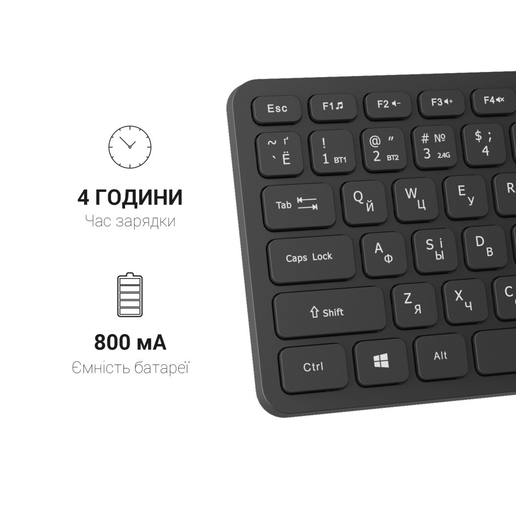 Клавіатура OfficePro SK790B Wireless/Bluetooth Black - зображення 12