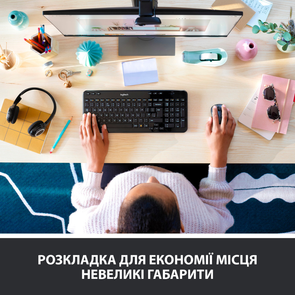 Клавіатура Logitech K360 Wireless UA Black (920-003080) - зображення 5