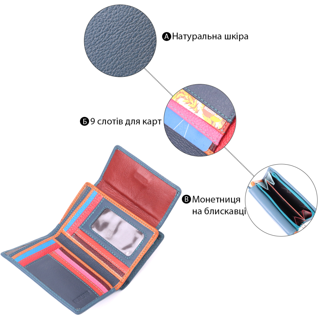 Гаманець ST Leather З натуральної шкіри Бірюзовий (22504) - зображення 4