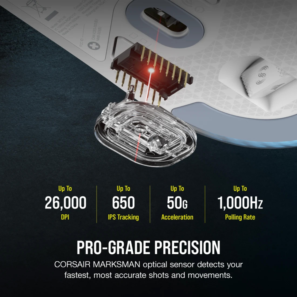 Мишка Corsair M75 RGB Wireless White (CH-931D011-EU) - зображення 8
