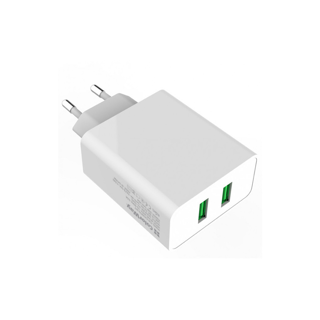 Зарядний пристрій ColorWay 2USB Quick Charge 3.0 (36W) (CW-CHS017Q-WT) - зображення 6