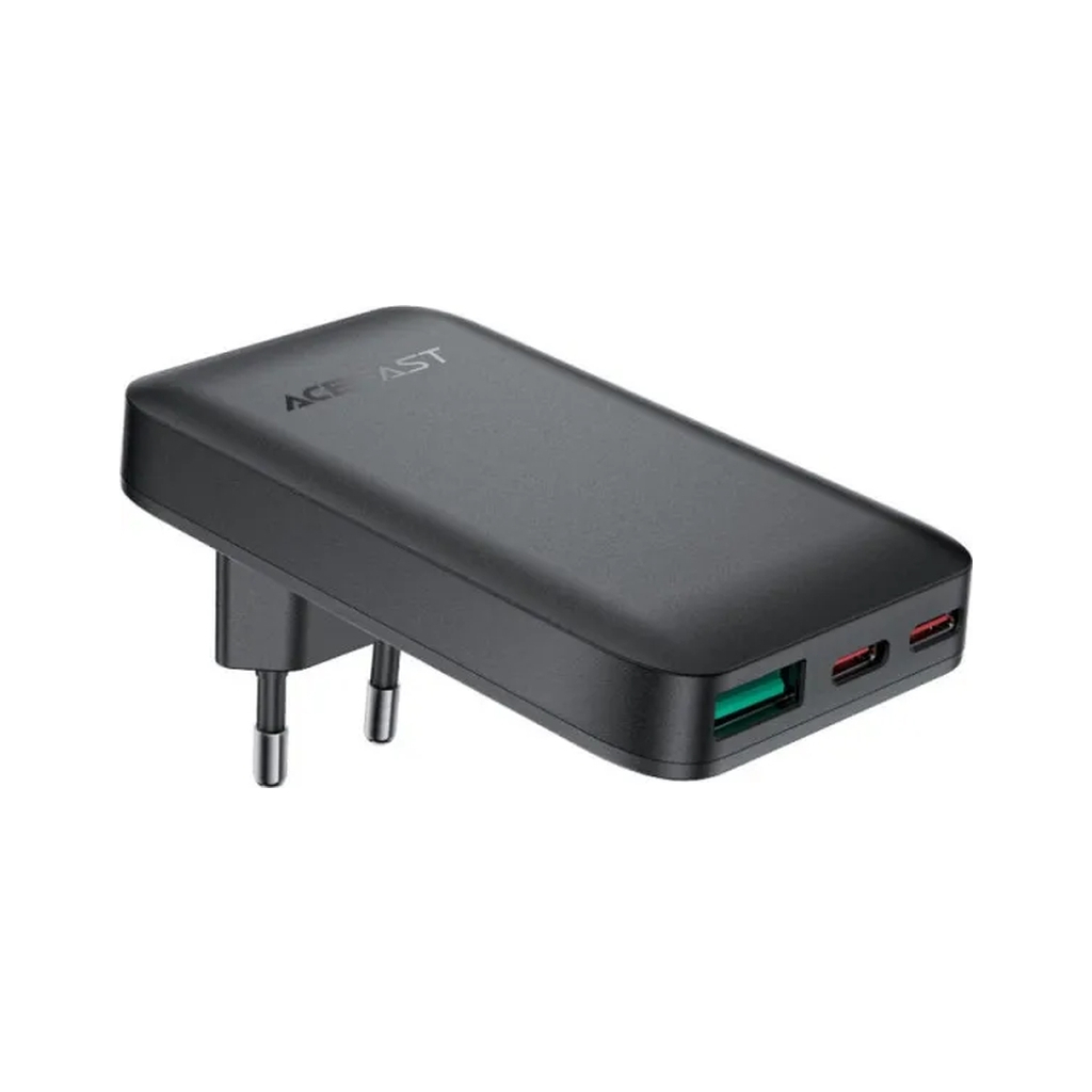 Зарядний пристрій Acefast 3xUSB 65W (2xUSB-C+USB-A) Gan A100 Fast Charger Ultra thin black (6974316283492) - зображення 1