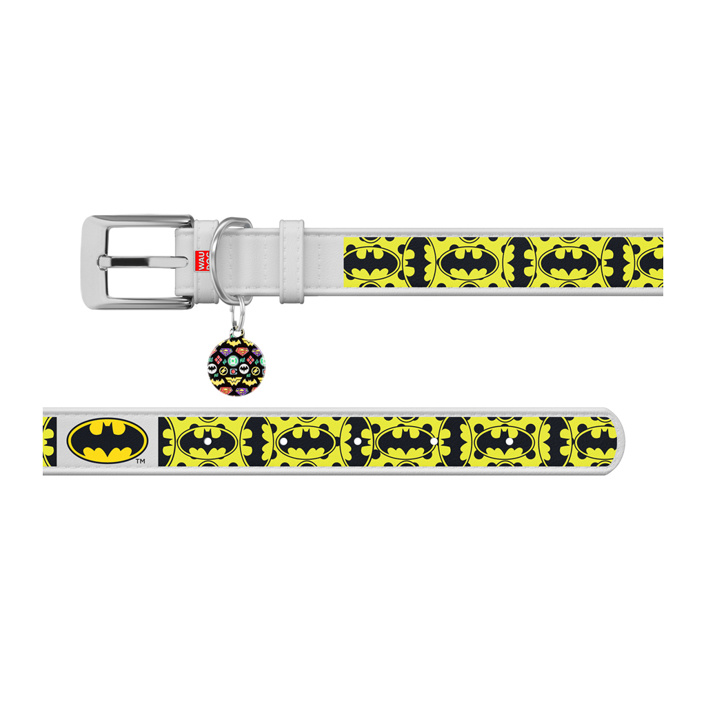 Нашийник для тварин WAUDOG Design з QR-паспортом "Бетмен 4" Ш 25 мм Д 38-49 см білий (0025-1006-15) - зображення 3