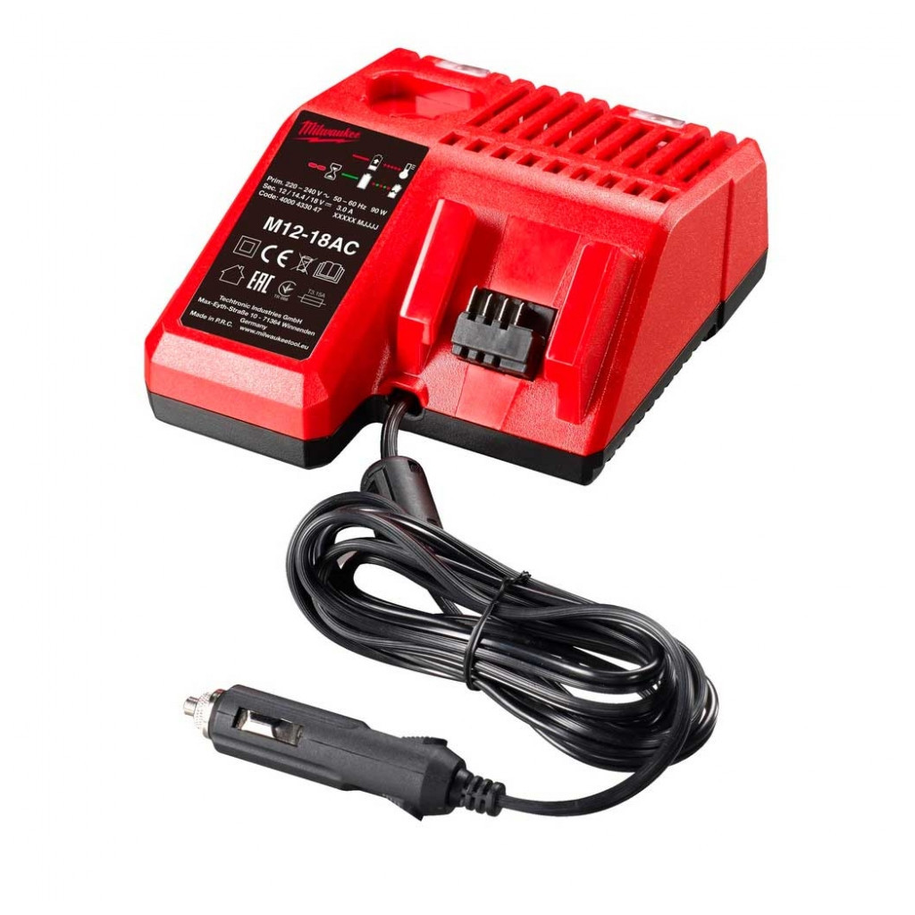 Зарядний пристрій для акумуляторів інструменту Milwaukee M12-18 AC 12В, автомобільний (4932459205) - зображення 1