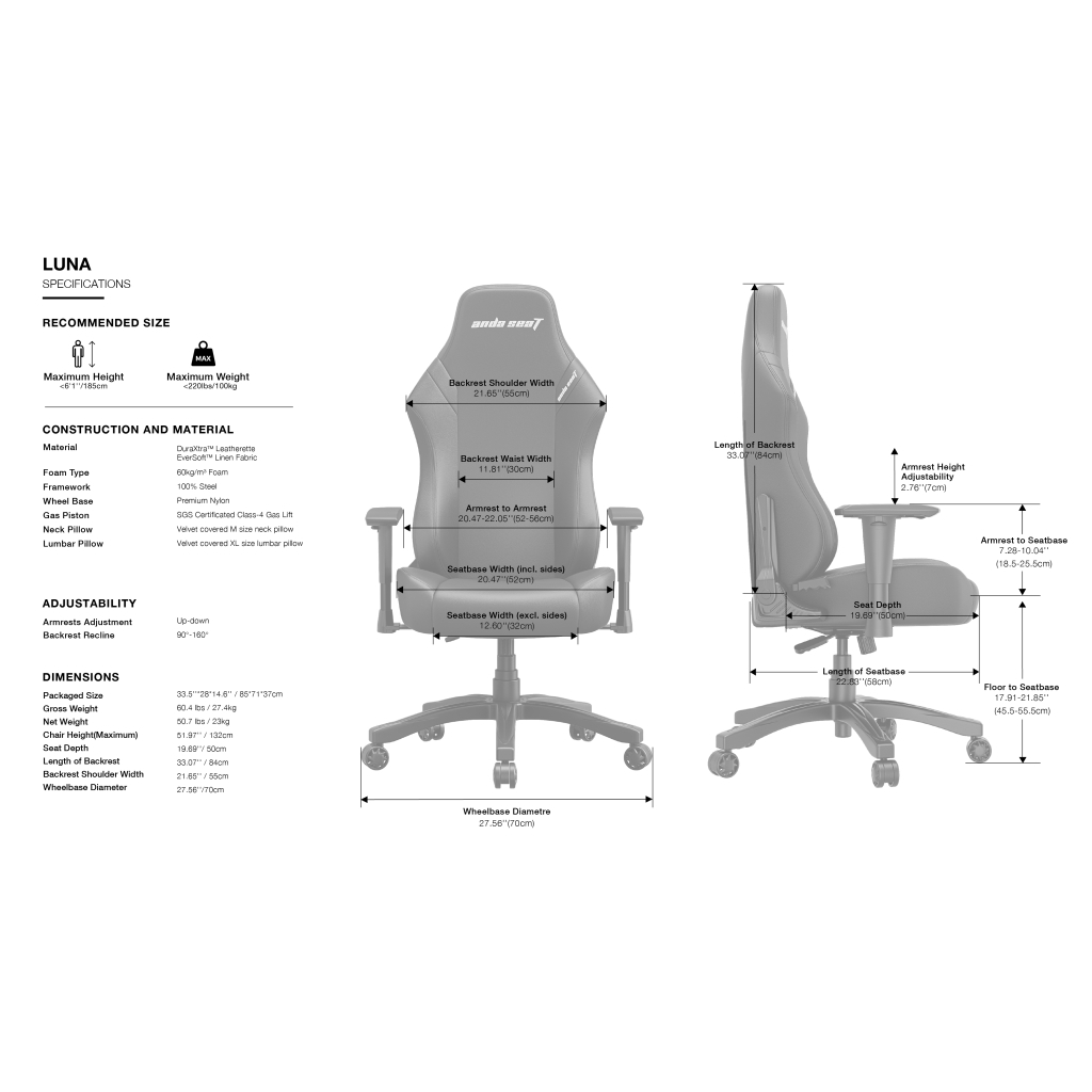 Крісло ігрове Anda Seat Luna Size L Back (AD18-44-B-PV/C) - зображення 10
