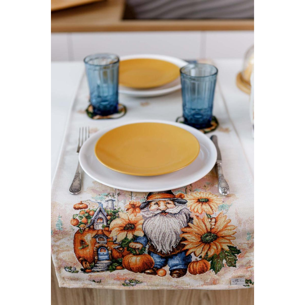 Доріжка на стіл Прованс гобеленова Гарбузові гноми 40х140 (036202) - зображення 3