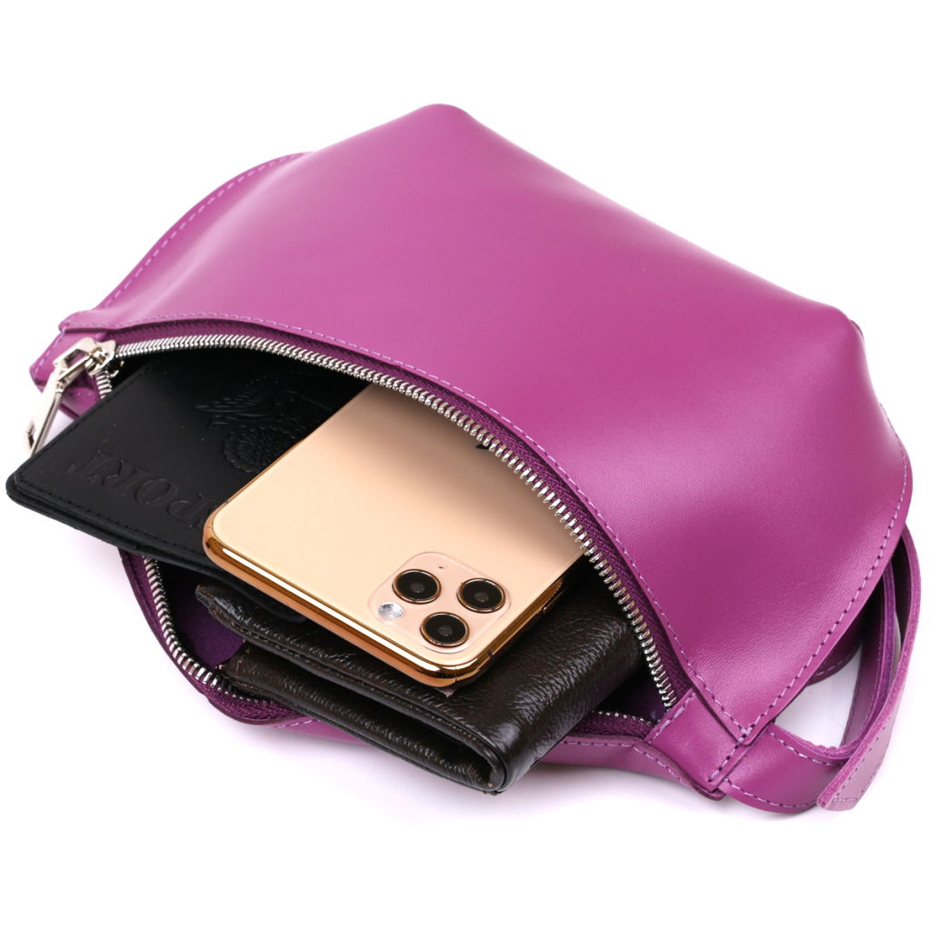 Сумка Shvigel Бананка з натуральної шкіри Фіолетова (16386) - зображення 6