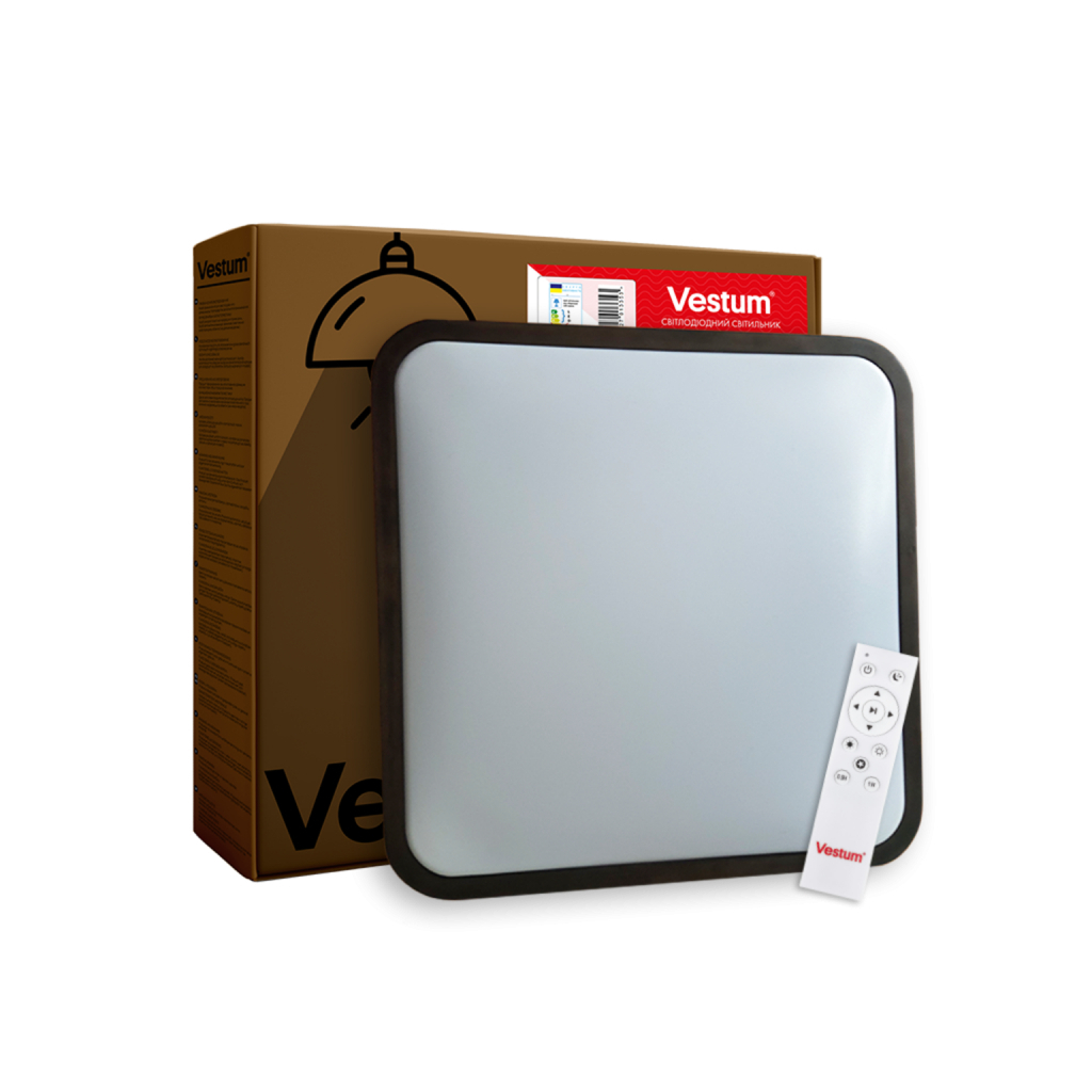 Світильник Vestum GLOW матовий 60W 391*391*65мм 3000К-6500К з ДК махагон (VS-91051) - изображение 1