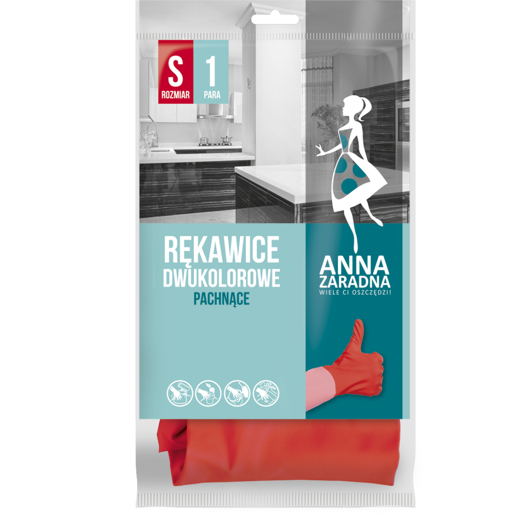 Рукавички господарські Anna Zaradna гумові двоколірні з ароматом S 1 пара (5903936021048) - зображення 1