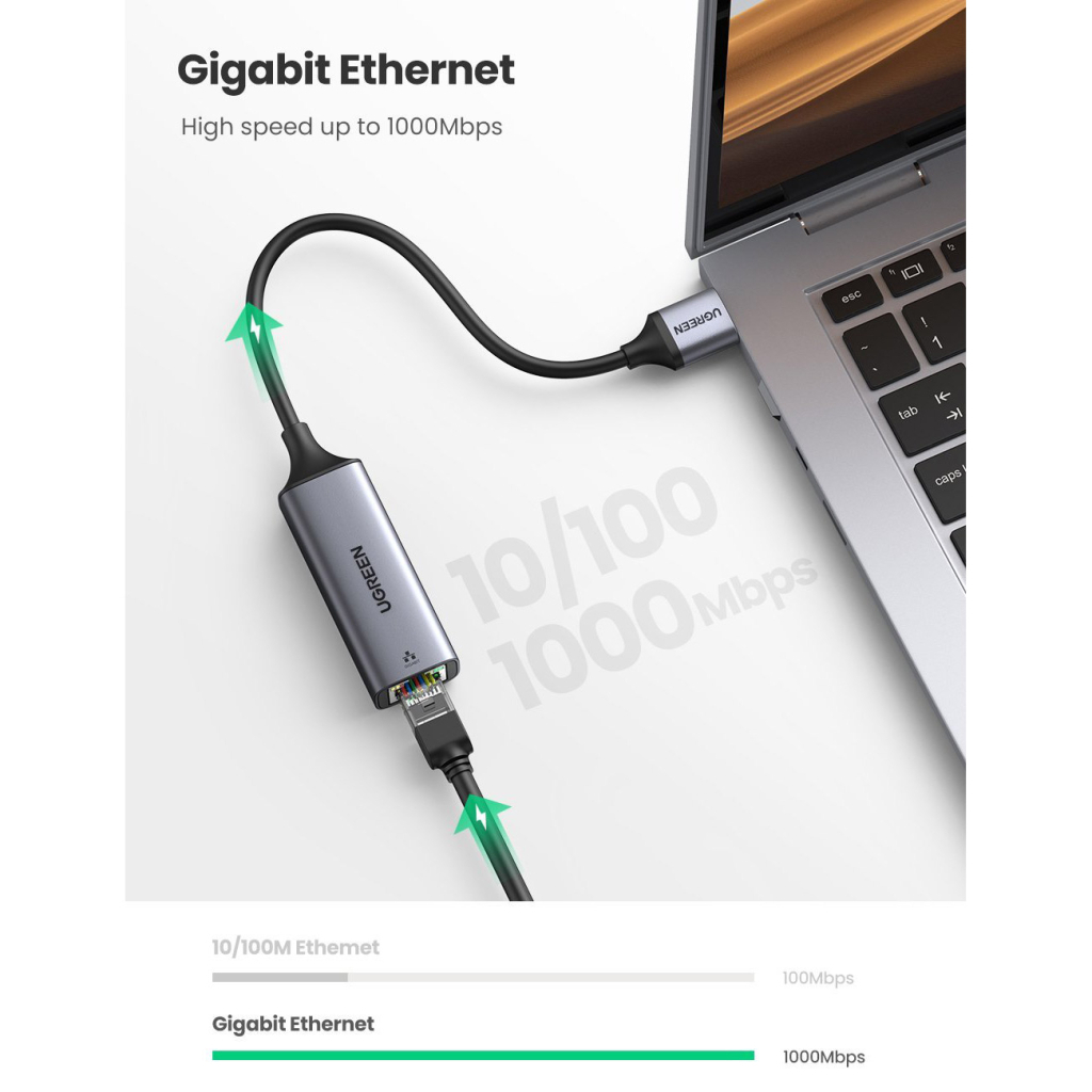 Перехідник USB 3.0 AM to RJ45 Ethernet 1000Mbps CM209 Ugreen (50922) - изображение 5