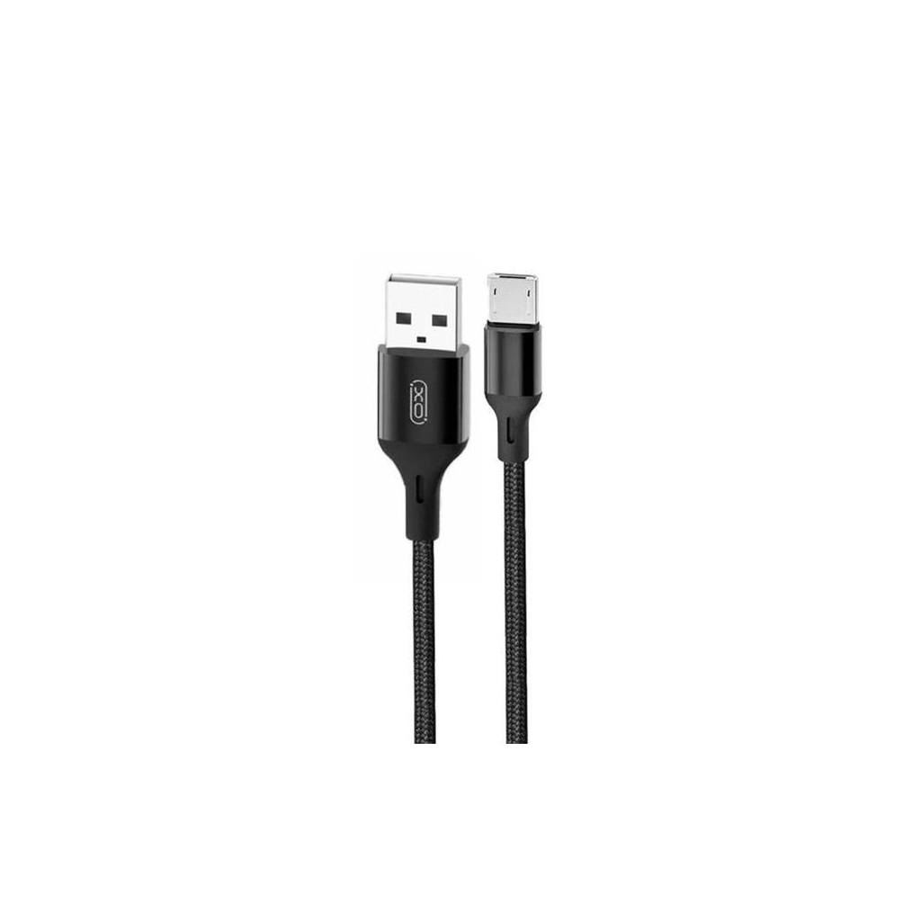 Дата кабель USB 2.0 AM to Micro 5P 1.0m 2.4A braided black XO (NB143-M1-BK) - зображення 1