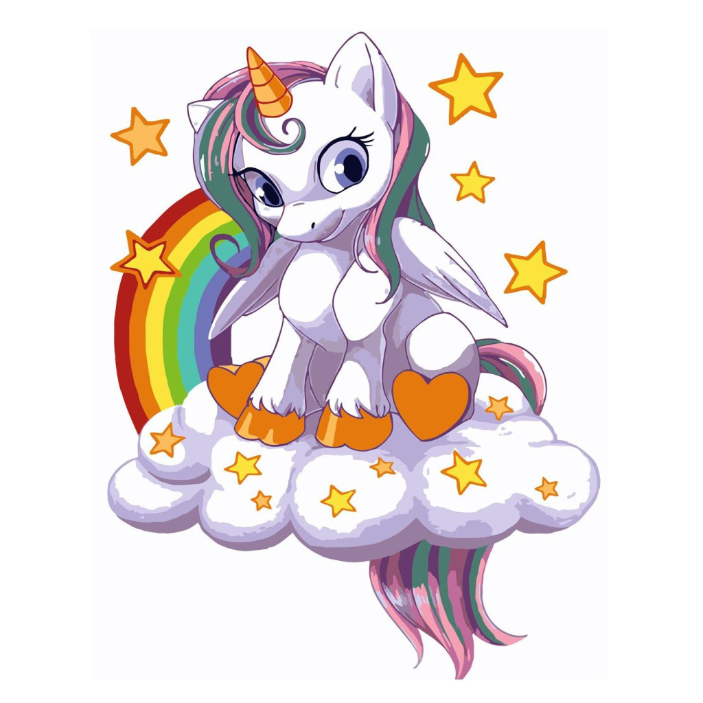 Картина по номерам Strateg Єдиноріг на хмаринці 30х40 см (SV-0089) - зображення 1