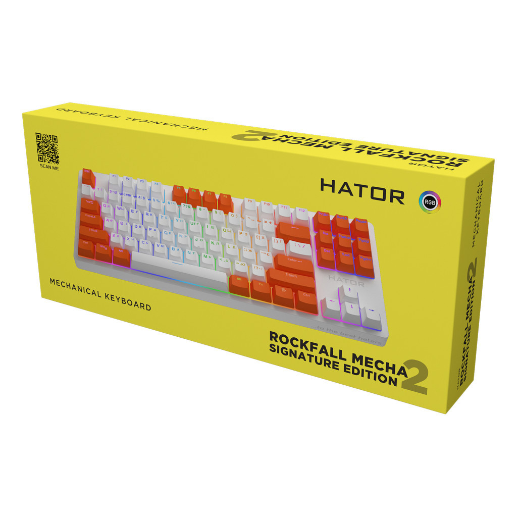 Клавіатура Hator Rockfall 2 Mecha Signature Edition USB White/White/Orange (HTK-521-WWO) - зображення 6