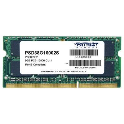 Модуль пам'яті для ноутбука SoDIMM DDR3 8GB 1600 MHz Patriot (PSD38G16002S) - зображення 1