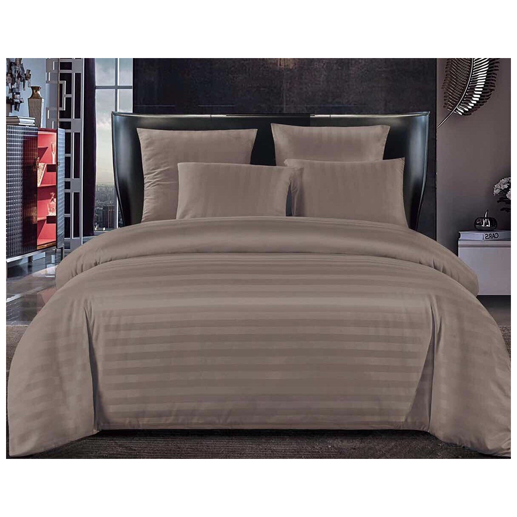 Постільна білизна ШЕМ Страйп-Сатин Коричнева двоспальна 180 х 220 (1,8 Страйп-Сатин_Коричневий) - зображення 1