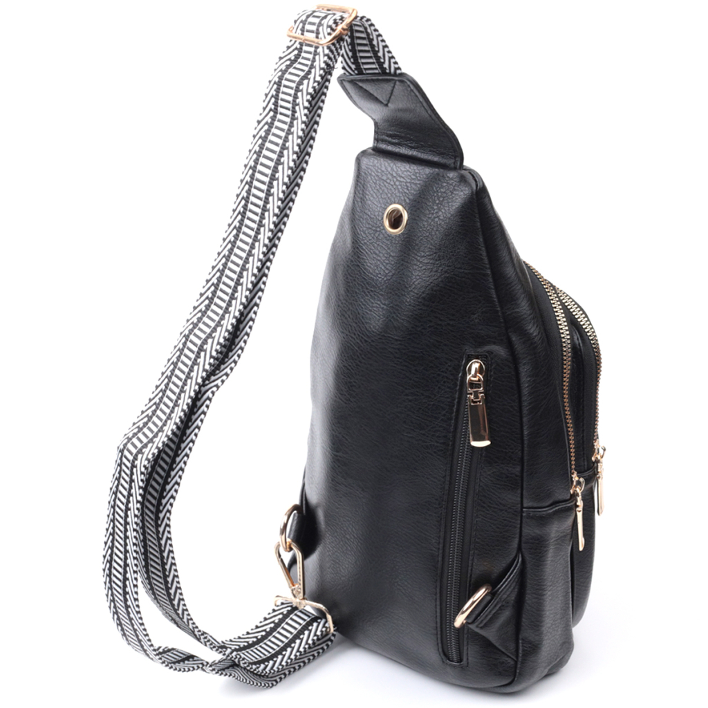 Сумка Vintage Слінг жіноча з екошкіри Чорна (22748) - зображення 2