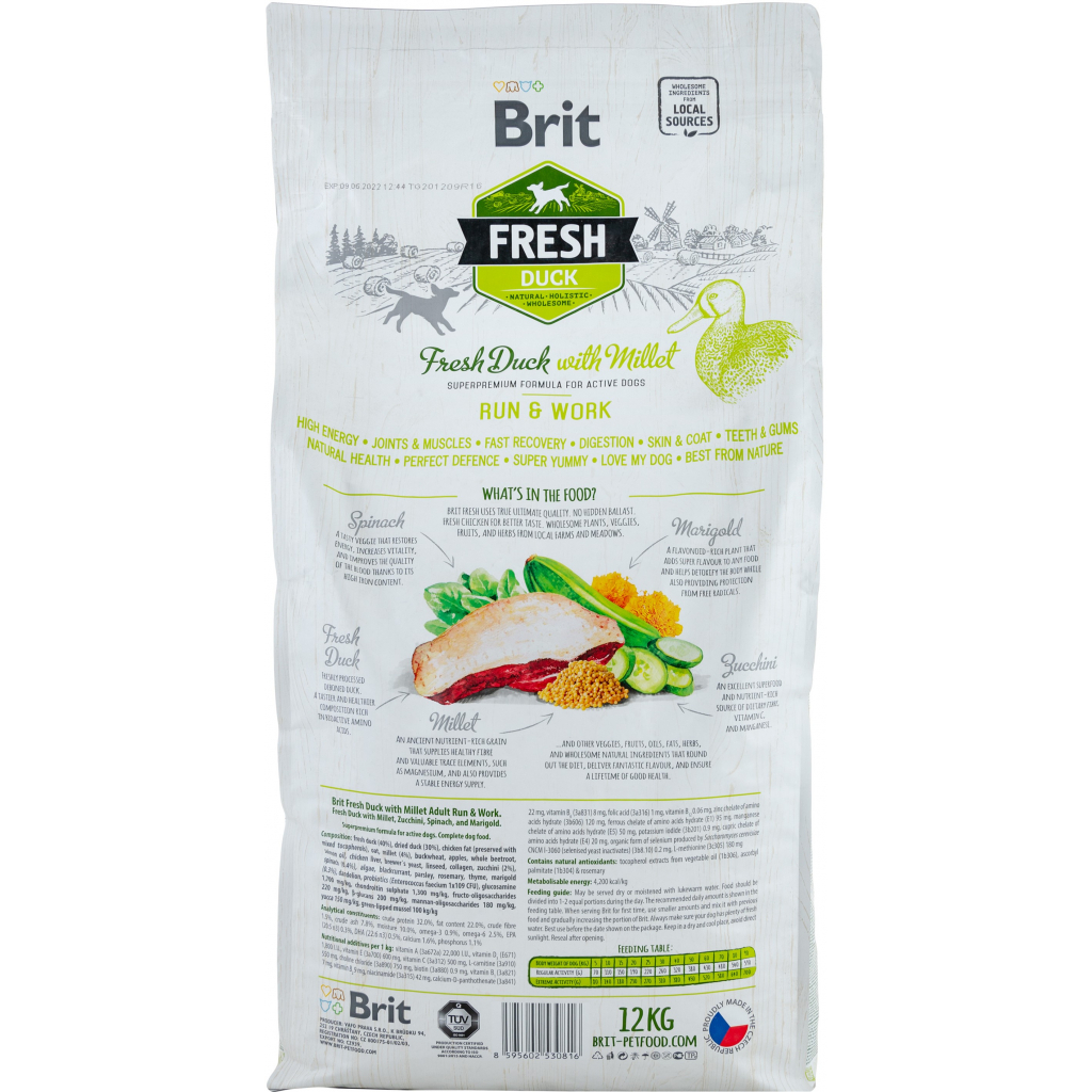 Сухий корм для собак Brit Fresh Duck/Millet Active Run and Work 12 кг (8595602530816) - зображення 2