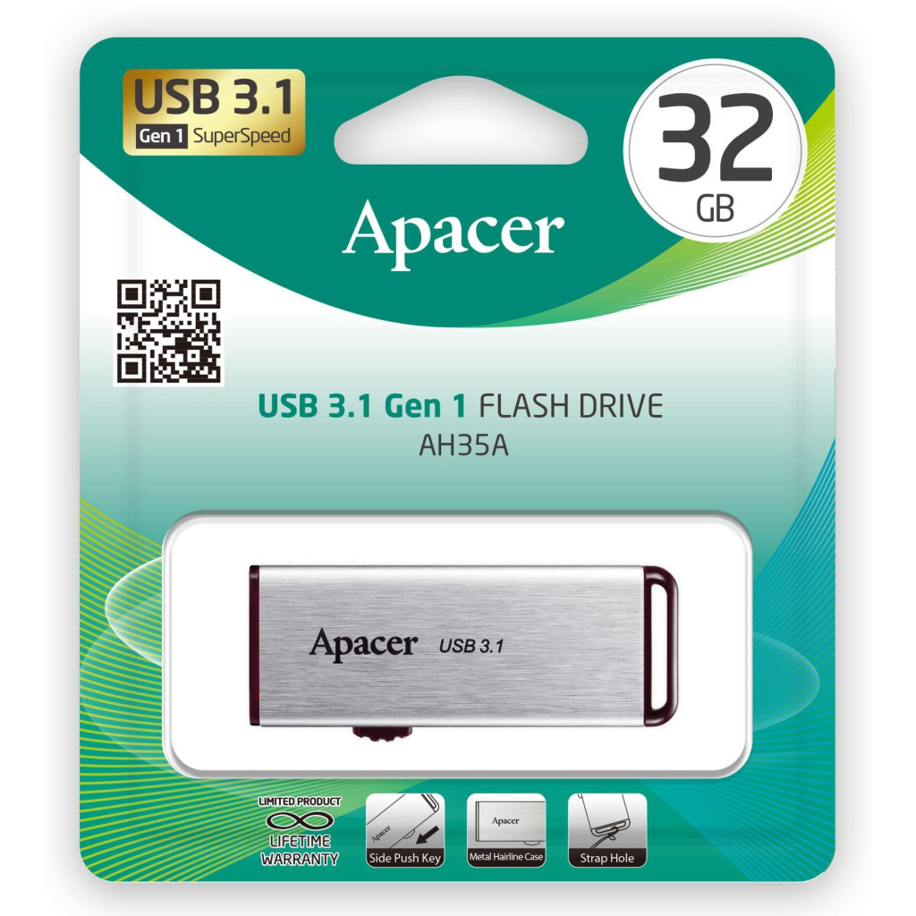 USB флеш накопичувач Apacer 32GB AH35A Silver USB 3.1 Gen1 (AP32GAH35AS-1) - зображення 5