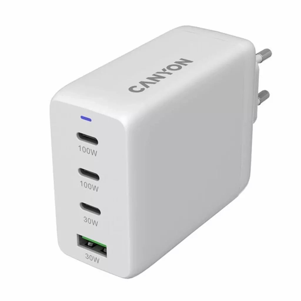 Зарядний пристрій Canyon CU100ACC GaN 100W 3xPD 1xQC EU White (CNS-CUW100ACC) - зображення 3