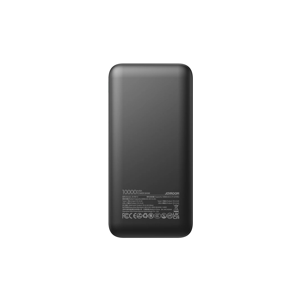 Батарея універсальна JOYROOM 10000mAh 12W 2*USB-A, USB-C In/Out, Black (JR-PBF12 / 6956116713256) - зображення 5