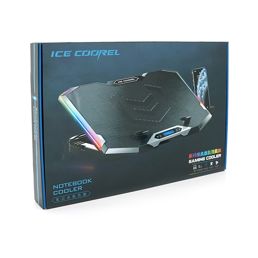 Підставка до ноутбука IceCoorel 10-17", 8*70mm, 2*USB, + LCD, 410x297x40mm, RGB (K10) - зображення 6