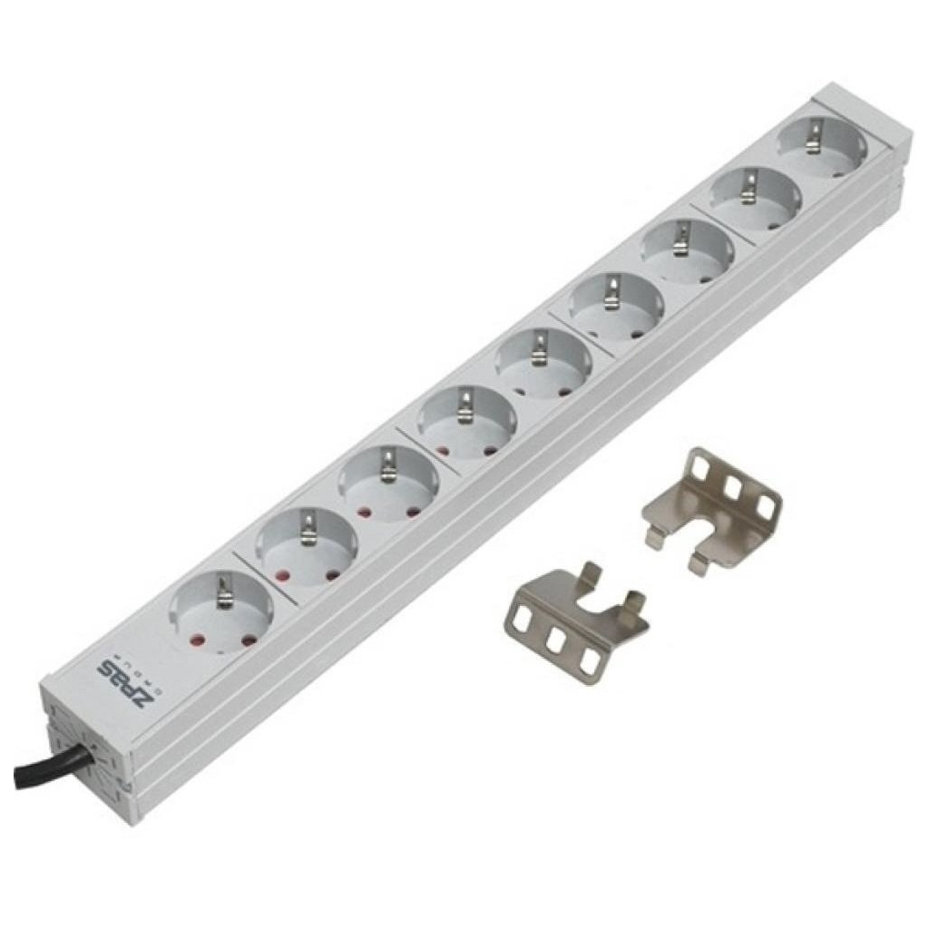 Силовий блок Zpas 19" 1U, 9хShuko, вилка С14 (W-LZ30-09-SU-000-K) - зображення 1