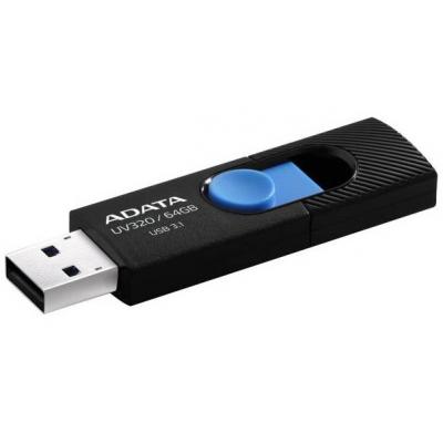 USB флеш накопичувач ADATA 64GB UV320 Black/Blue USB 3.1 (AUV320-64G-RBKBL) - зображення 3