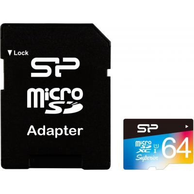 Карта пам'яті Silicon Power 64GB microSD class10 UHS-I Superior COLOR (SP064GBSTXDU1V20SP) - зображення 1