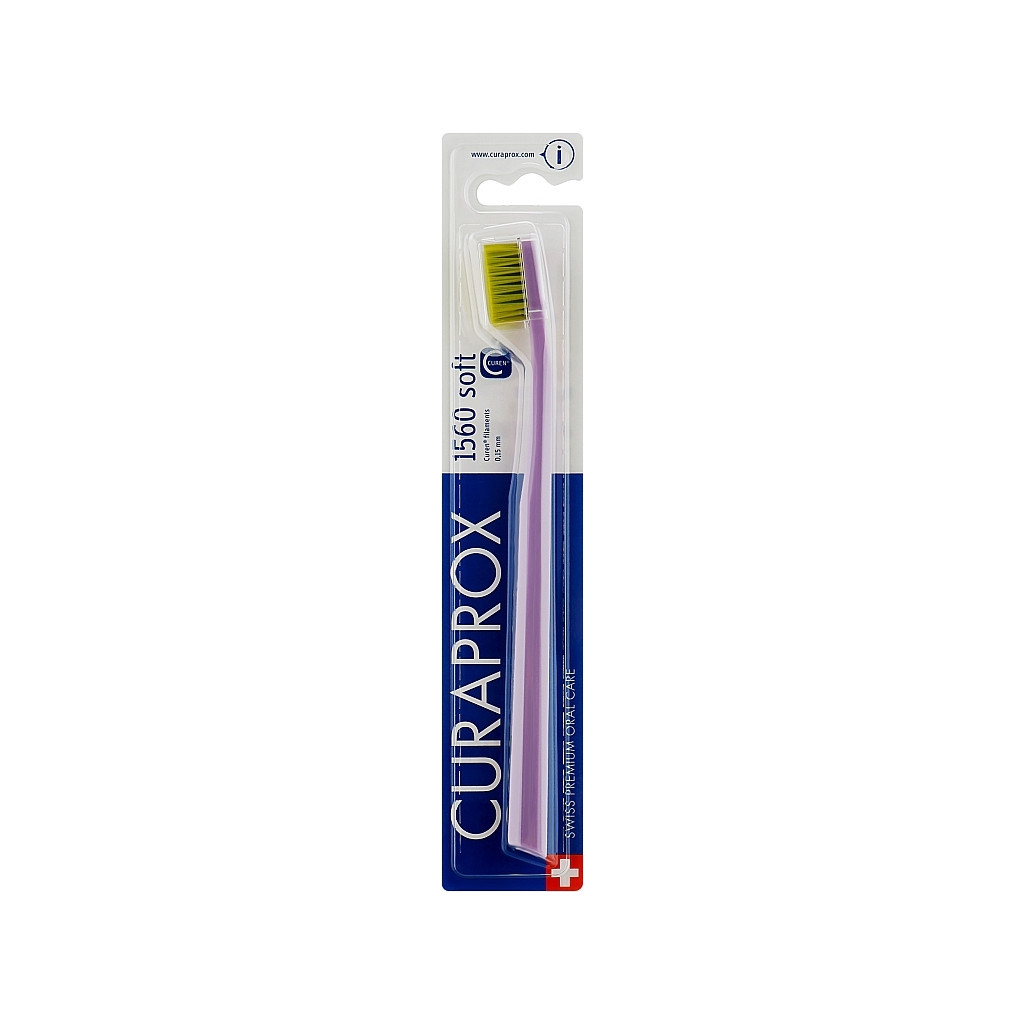 Зубна щітка Curaprox CS 1560 Soft М'яка D 0.15 мм Лілова із салатовою щетиною (CS 1560-10) - зображення 1