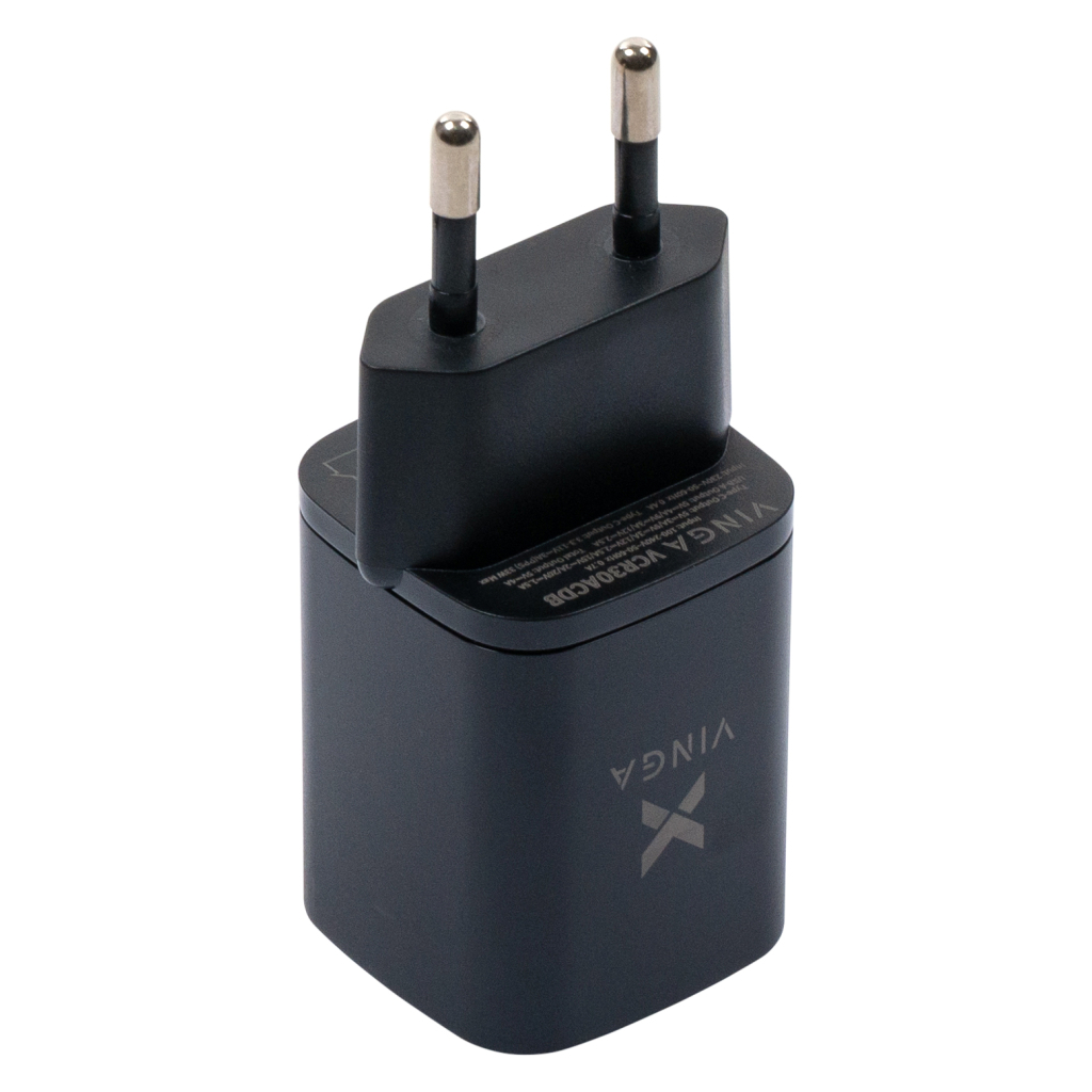 Зарядний пристрій Vinga USB-C PD30W + USB-A QC30W Display 33W Max (VCR30ACDB) - зображення 4