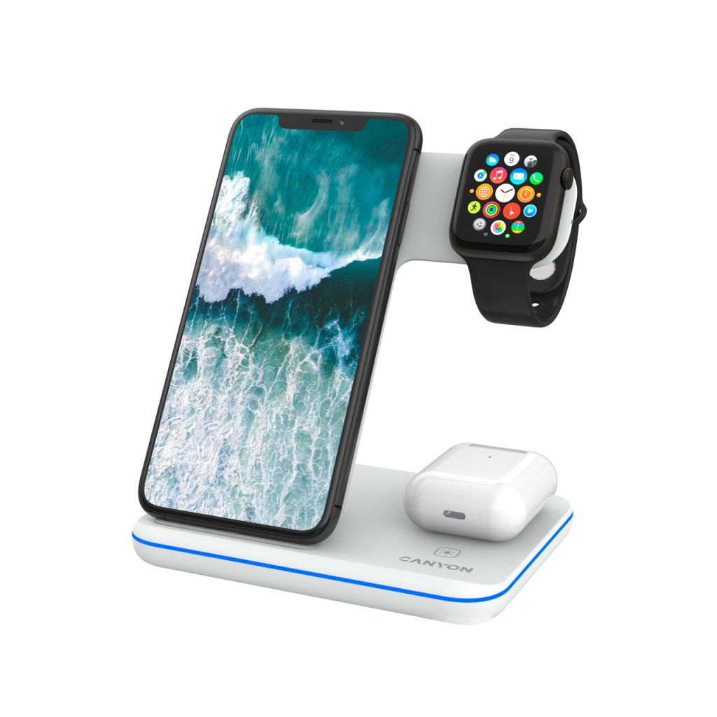 Зарядний пристрій Canyon WS-303 3in1 Wireless charger (CNS-WCS303W) - зображення 1