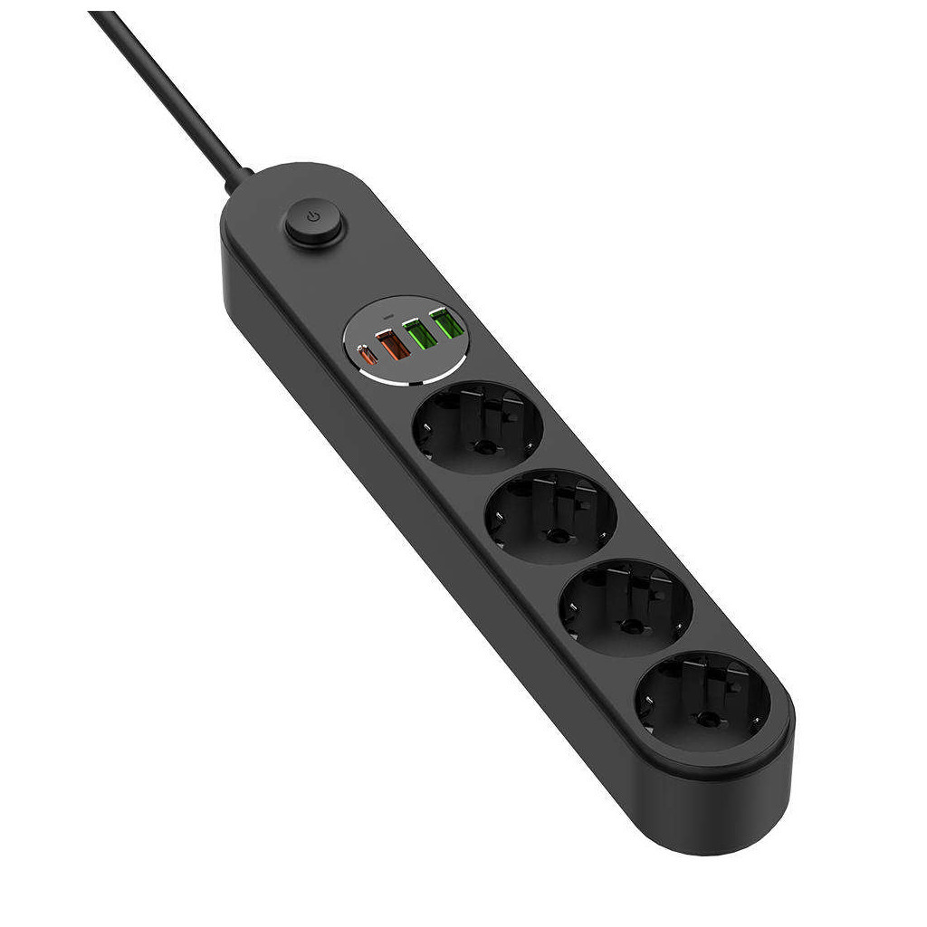 Мережевий фільтр живлення ColorWay 4 розетки/4USB 2M (CW-CHE44PDB) - зображення 3