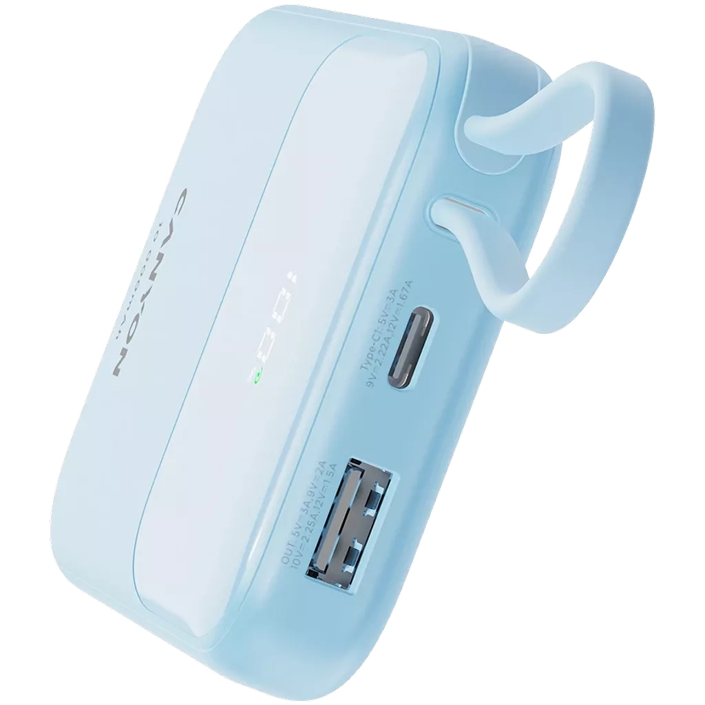 Батарея універсальна Canyon 10000mAh OnPower 101 PD/22.5W built-in cable Blue (CNS-CPB101BL) - зображення 6