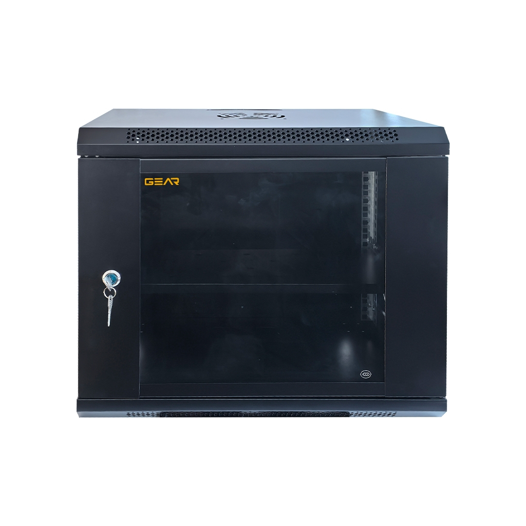 Шафа настінна GEAR 9U 19'' 600x600x450 мм, + полка 19", black (GWMSN-9U-600-600) - зображення 1